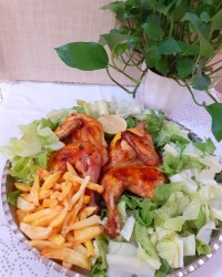 اکبر جوجه رژیمی با پیاز داغ رژیمی