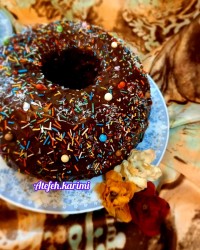 کیک دورنگ با گاناش شکلاتی