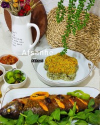 سبزی پلو با ماهی شکم پر