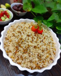 عدس پلو بدون گوشت