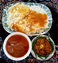 ناهار فسنجون و میرزا قاسمی جاتون سبز همراهان عزیز . مهمان آبجی خوبم