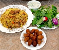 عدس پلو با مرغ و هویج