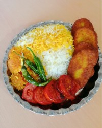 کتلت مرغ با برنج دختر پز