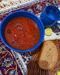 خوراک لوبیا با قارچ