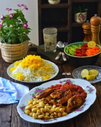 خورش مرغ با لوبیا سفید