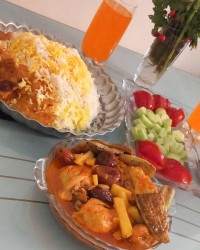 خوراک مرغ و آلوسیاه ورق بزن گلم