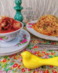 لوبیا پلو بدون گوشت