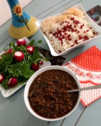 خورش اسفناج و ماش (ماش پَتی محلی کردکوی)