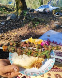 کباب گوشت گوسفندی در طبیعت