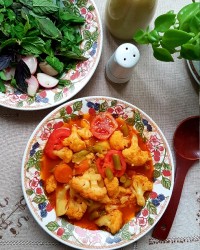 خوراک گل کلم و لوبیاسبز