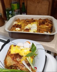 لازانیا با مرغ وقارچ