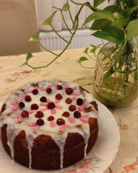 کیک شکلاتی بامربای تمشک