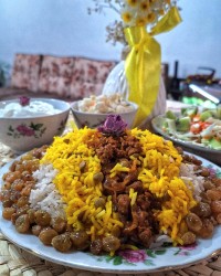 عدس پلو بدون گوشت