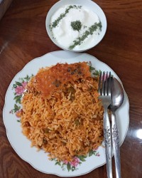 لوبیا پلو با ماست خونگی