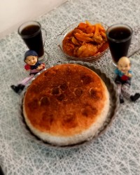 خوراک مرغ ته دیگ کدوحلوایی