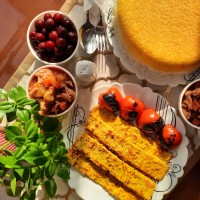 ته چین و کباب مرغ