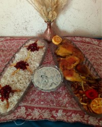 زرشک پلو با مرغ سوخاری