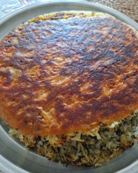 سبزی پلو با ماهی در فر