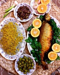 سبزی پلو با ماهی شکم پر