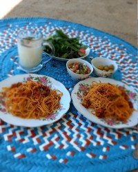 ماکارانی با قارچ و گوشت
