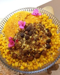 عدس پلو با گوشت قلقلی