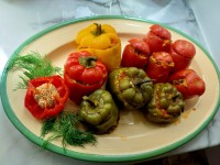 سس مخصوص دلمه ی گوجه و پیاز و فلفل دلمه