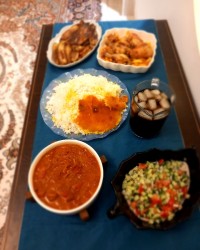 خوراک مرغ وبادمجان ورق زدنی