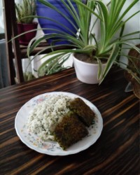 سبزی پلو با کوکو سبزی.