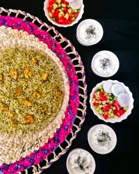 پلو باقالی با مرغ