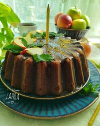 کیک دورنگ با گاناش شکلاتی