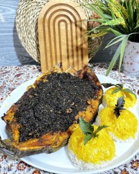 ماهی شکم پر کبابی با فر