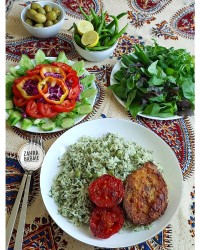 سبزی پلو با ماهی شیر
