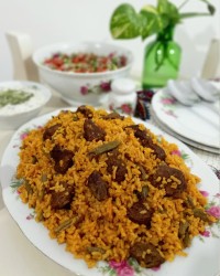 لوبیا پلو با گوشت