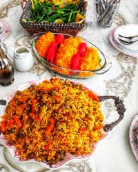 لوبیا پلو مخلوط 