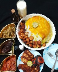 شام تولد گل پسری کوبیده تابه ای وگوشت قلقلی