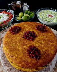 ته چین مرغ و بادمجان