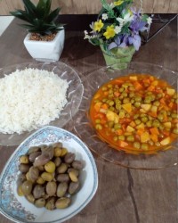 چلو خوراک نخود سبز