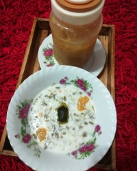 آش دوغ اردبیل با حریره سیر و نعناع خونگی