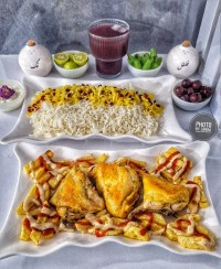 مرغ پر پیاز زعفرونی