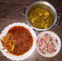 ناهار # خورشت قیمه ؛ سالاد شیرازی ؛ باقالی قاتق# جاتون سبز# 