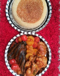 چلو خورشت بادمجان با مرغ