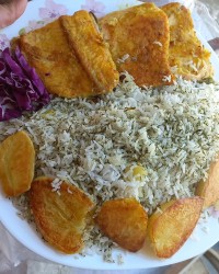 شوید پلو با ماهی سالمون