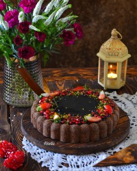 کیک شکلاتی با کرم پنیری