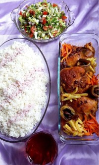 خوراک مرغ و بادمجان