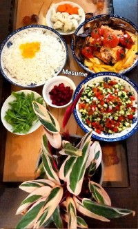 خوراک مرغ و بادمجان