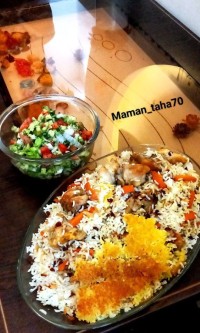 هویج پلو با مرغ نگینی
