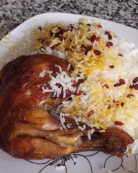 زرشک پلو با مرغ سوخاری