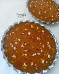 حلوای ساگو زعفرانی گردویی 