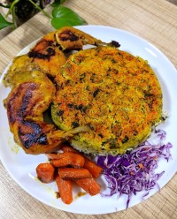 باقالی پلو با مرغ زعفرانی 