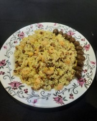 پلو میگو با شوید و لوبیا چشم بلبلی